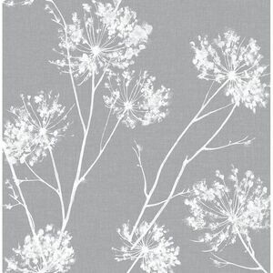NextWall -  Cove Gray One of Clock Floral Peel and St Gray